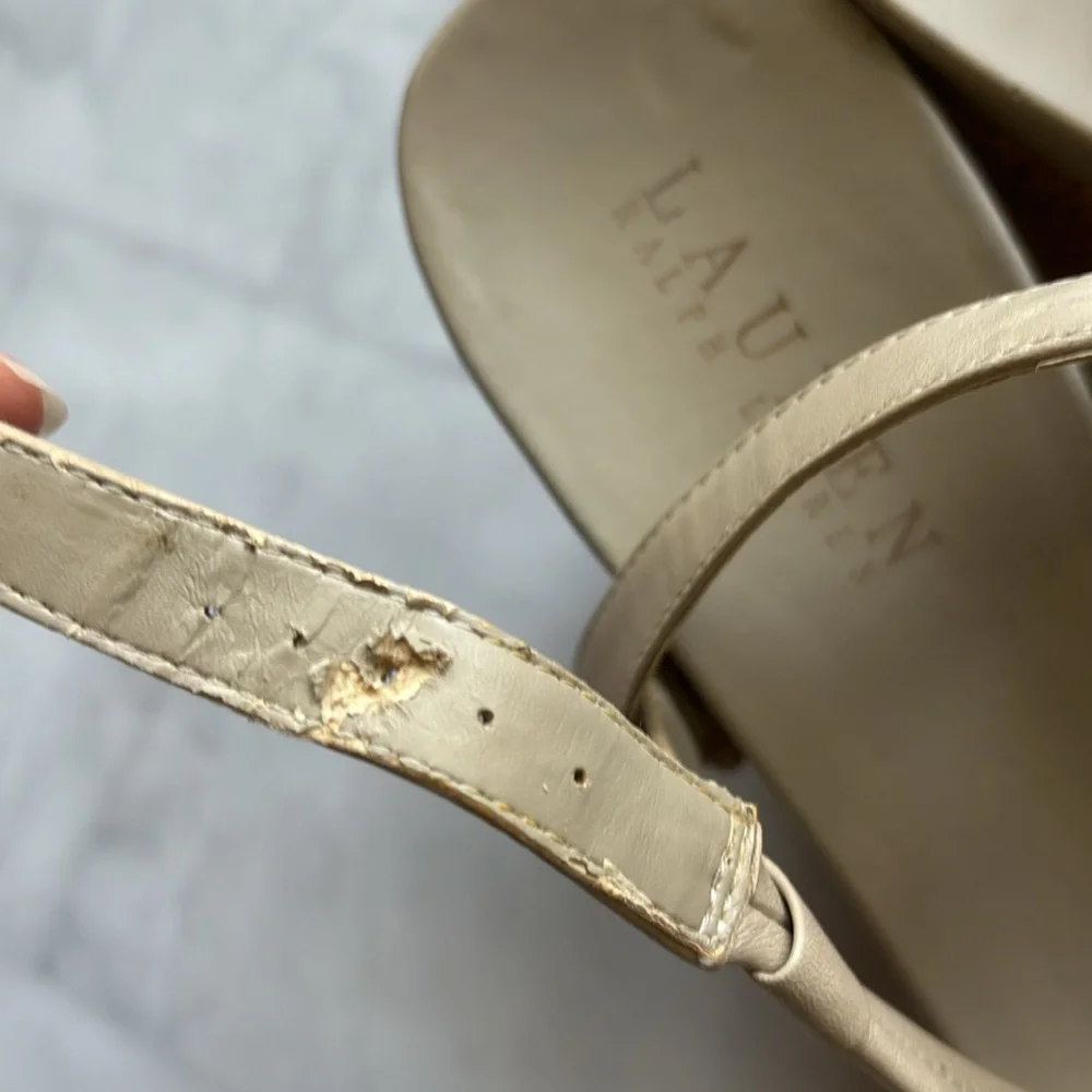Lauren Ralph Lauren Strappy Leather Cork Wedges (Size 7.5)